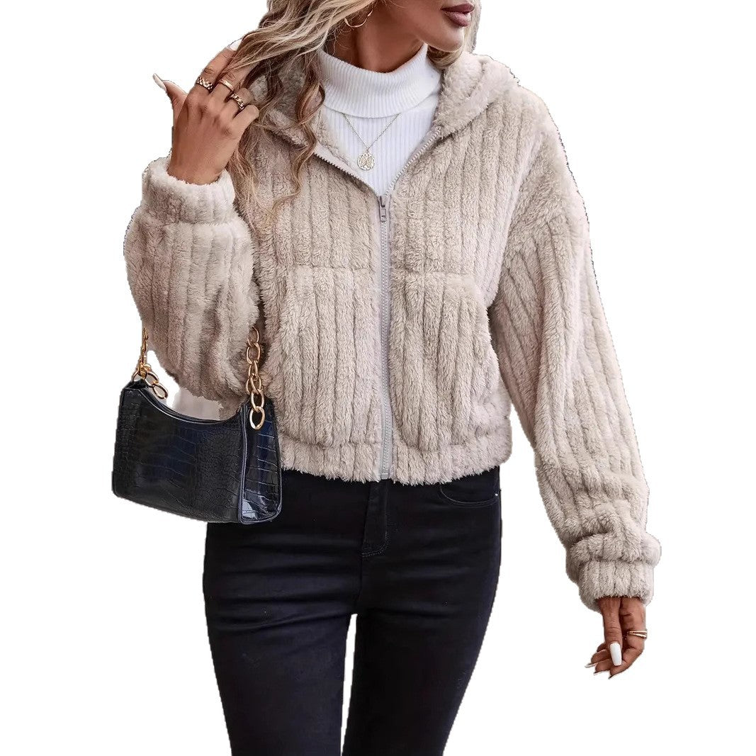 Damen weiche und stilvolle Fleecejacke mit hohem Kragen R&B
