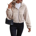 Damen weiche und stilvolle Fleecejacke mit hohem Kragen R&B