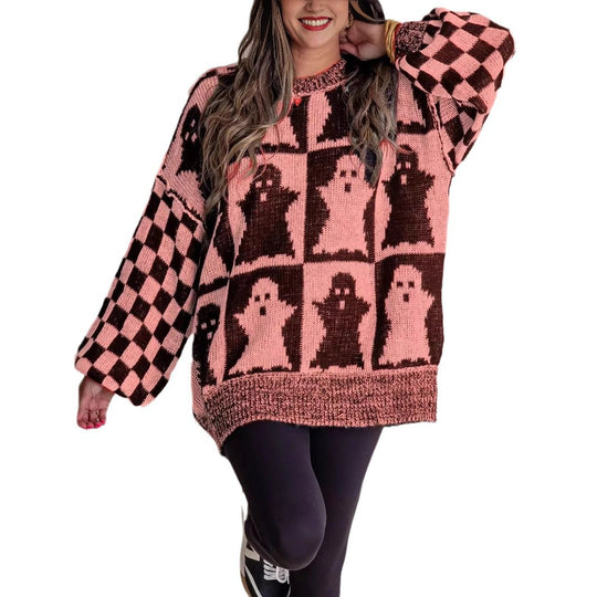 Damen Großer, gemütlicher Strickpullover mit Geisterdesign R&B