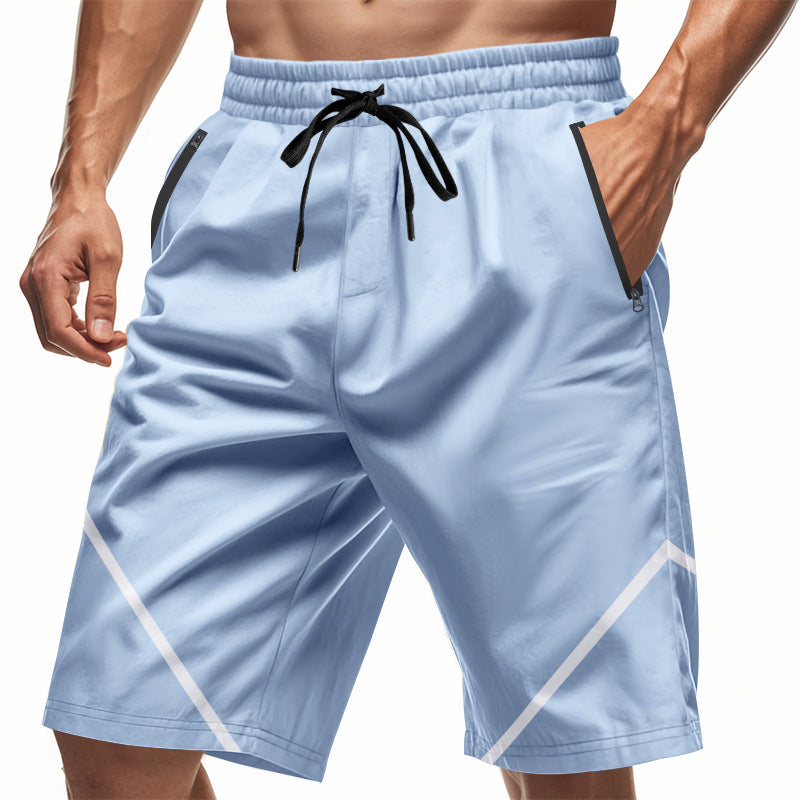 Herren nan atmungsaktive Trainingsshorts mit Reißverschlusstaschen und elastischem Tunnelzugbund R&B