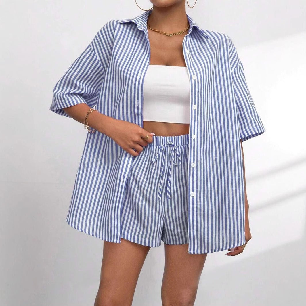 Damen lässiges Hemd und Shorts Set R&B