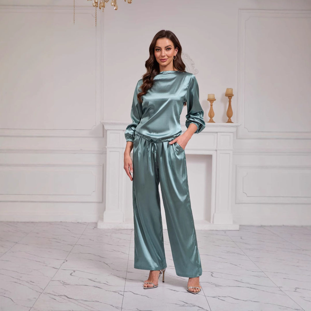 Damen Satin Freizeitanzug mit weitem Schnitt und eleganten Details R&B