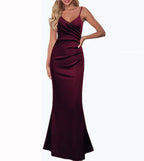 R&B | Einfarbiges Slim Fit Fließendes Maxikleid