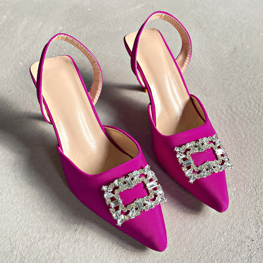 Damen Slingback-Pumps mit funkelndem Schmuckdetail und elegantem Design R&B