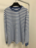 Damen bequemes Langarmshirt mit gestreiftem Design und Rundhalsausschnitt R&B