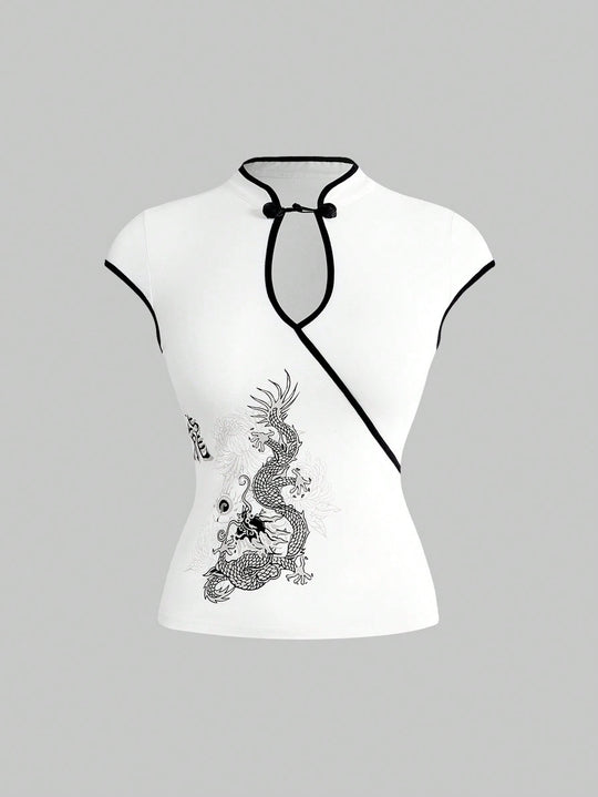Damen Chinesische Seidenbluse mit kunstvollem Drachenmotiv R&B