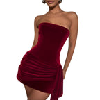 Damen verführerisches Bustier-Kleid mit asymmetrischem Rüschensaum R&B