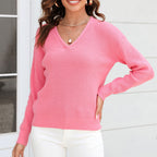R&B | Schlichter Einfarbiger Strickpullover Mit Rundhals