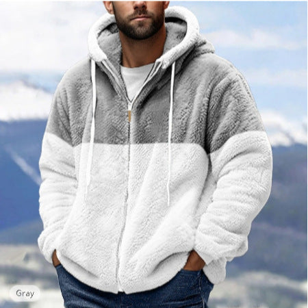 Herren kuschelige Fleecejacke mit Kapuze R&B