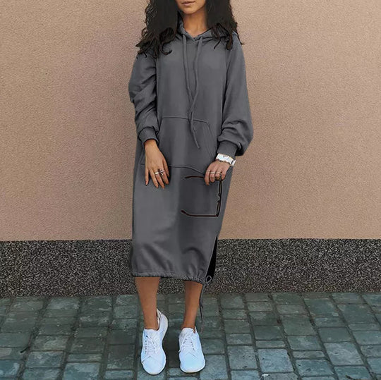 Damen Hoodie-Kleid mit lässiger Passform und praktischen Taschen R&B
