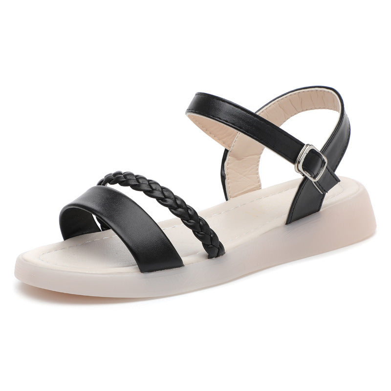 Damen Flache Sandalen mit geflochtenem Riemen und verstellbarem Fesselriemen R&B