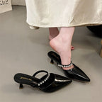 Damen Slingback-Pumps mit zierlichem Strassketten-Detail R&B