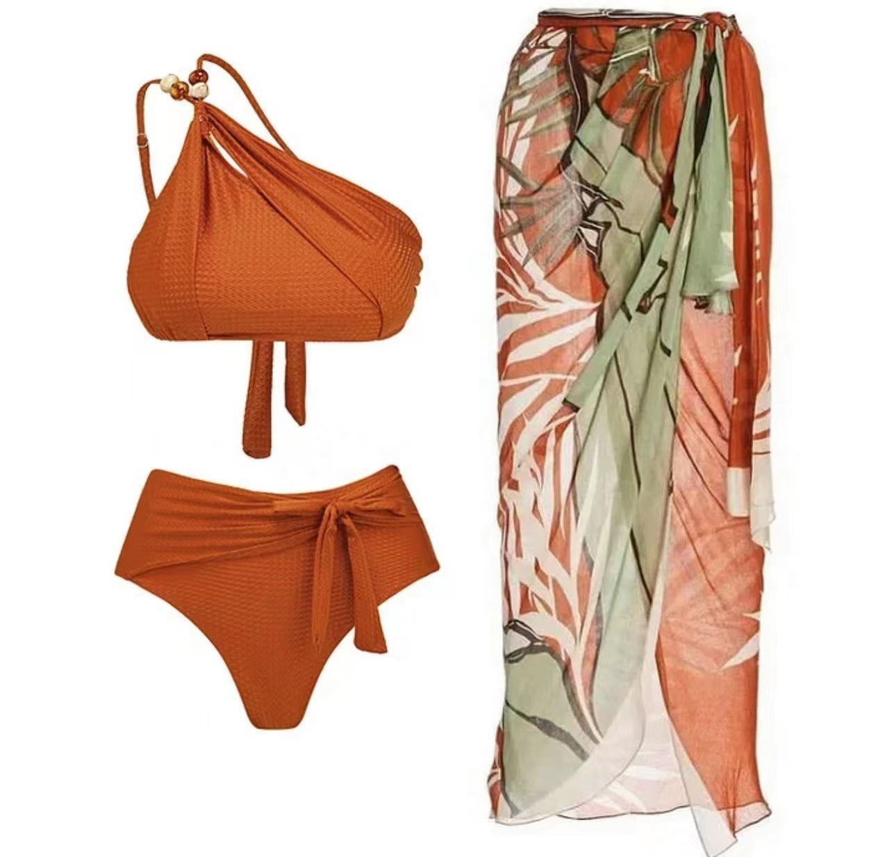 Damen Bikini-Set mit asymmetrischem Oberteil und elegantem Wickelrock R&B