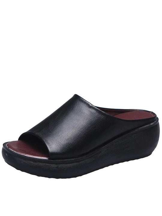 Damen Wedge-Pantoletten aus hochwertigem Leder R&B
