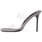 Damen transparente High Heel Sandalen mit funkelnden Strassdetails R&B