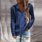 Damen Kapuzenjacke im modernen Rippenstrickdesign mit Taschen R&B