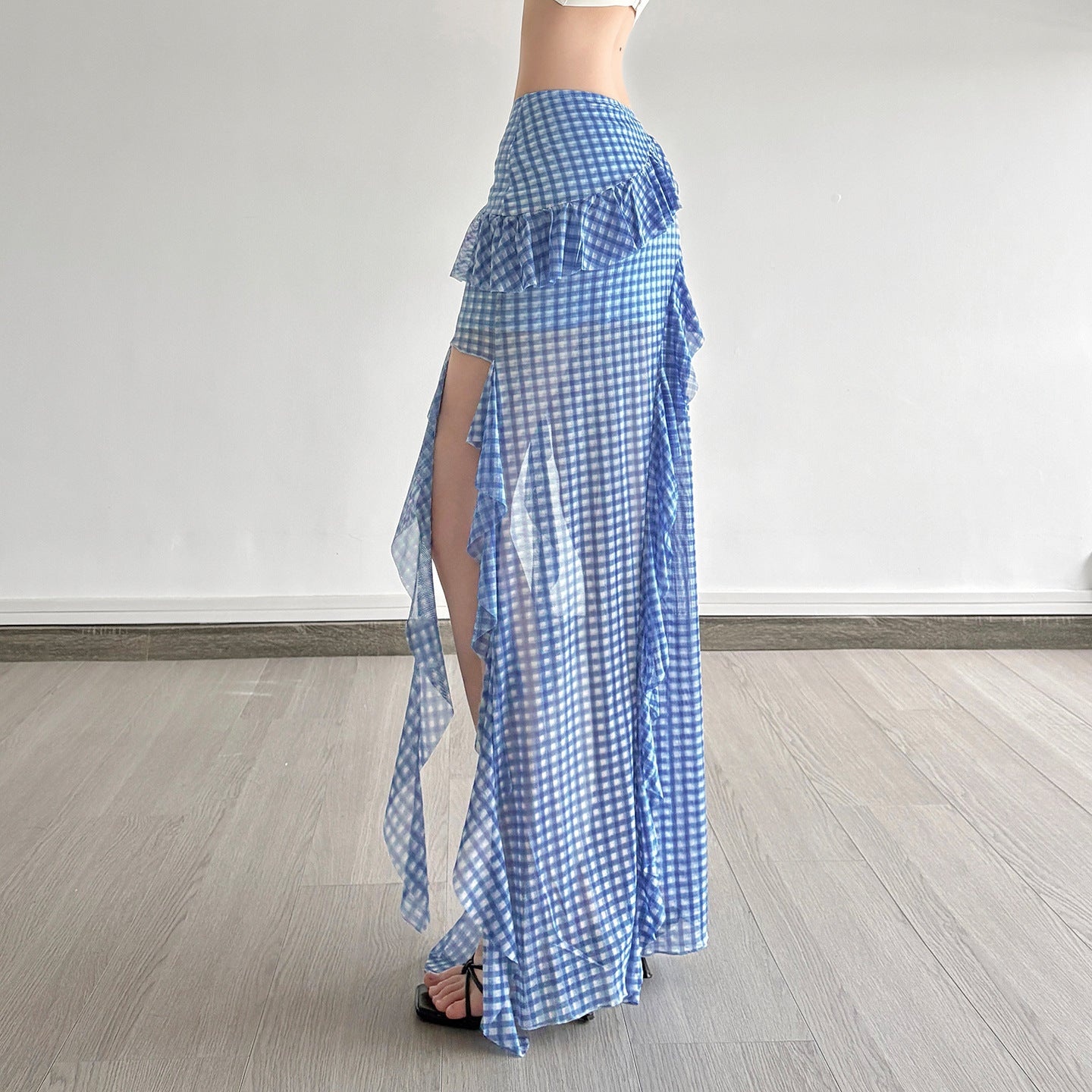 Damen Maxirock mit Rüschendetails und Vichy-Muster R&B