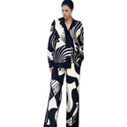Damen Weitgeschnittenes, florales Langarmhemd und Hose Set R&B
