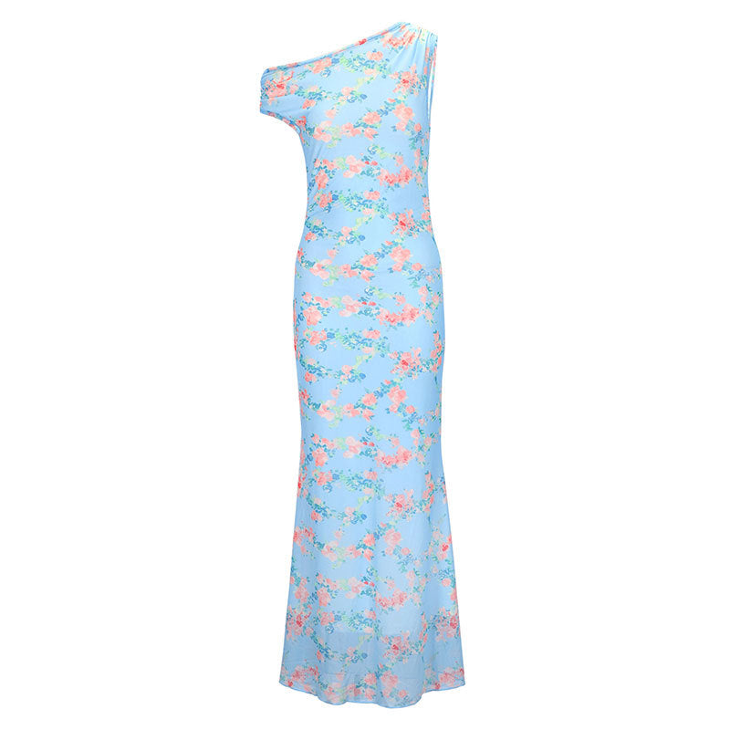 Damen Maxikleid mit asymmetrischem Schnitt und floralem Muster R&B