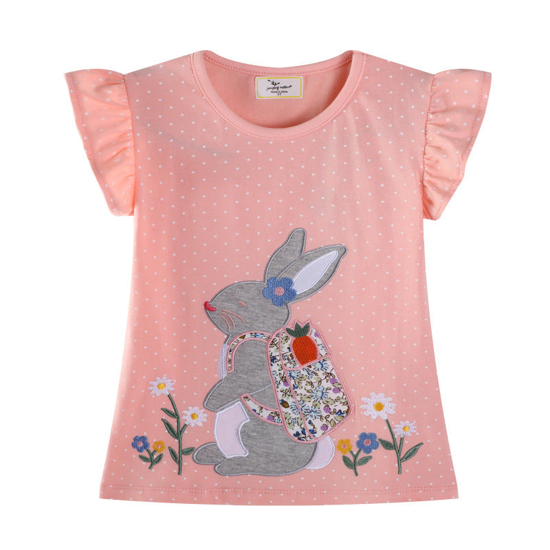 Mädchen T-Shirt mit niedlicher Hasenapplikation R&B