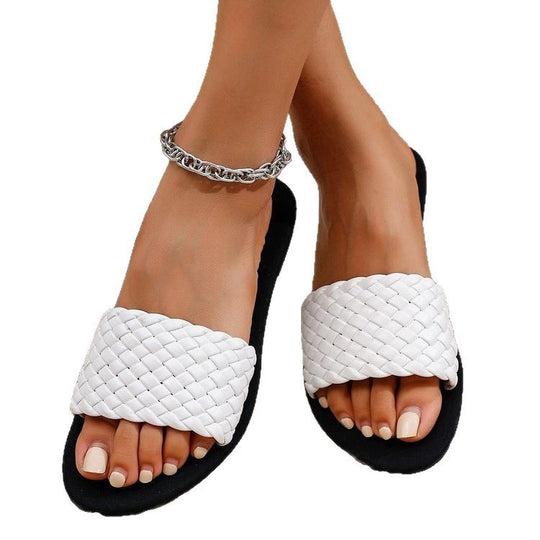 Damen modische Riemchen-Sandalen aus geflochtenem Material R&B