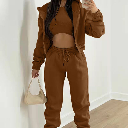 Jogginganzug Damen Lounge-Set mit Cropped Hoodie