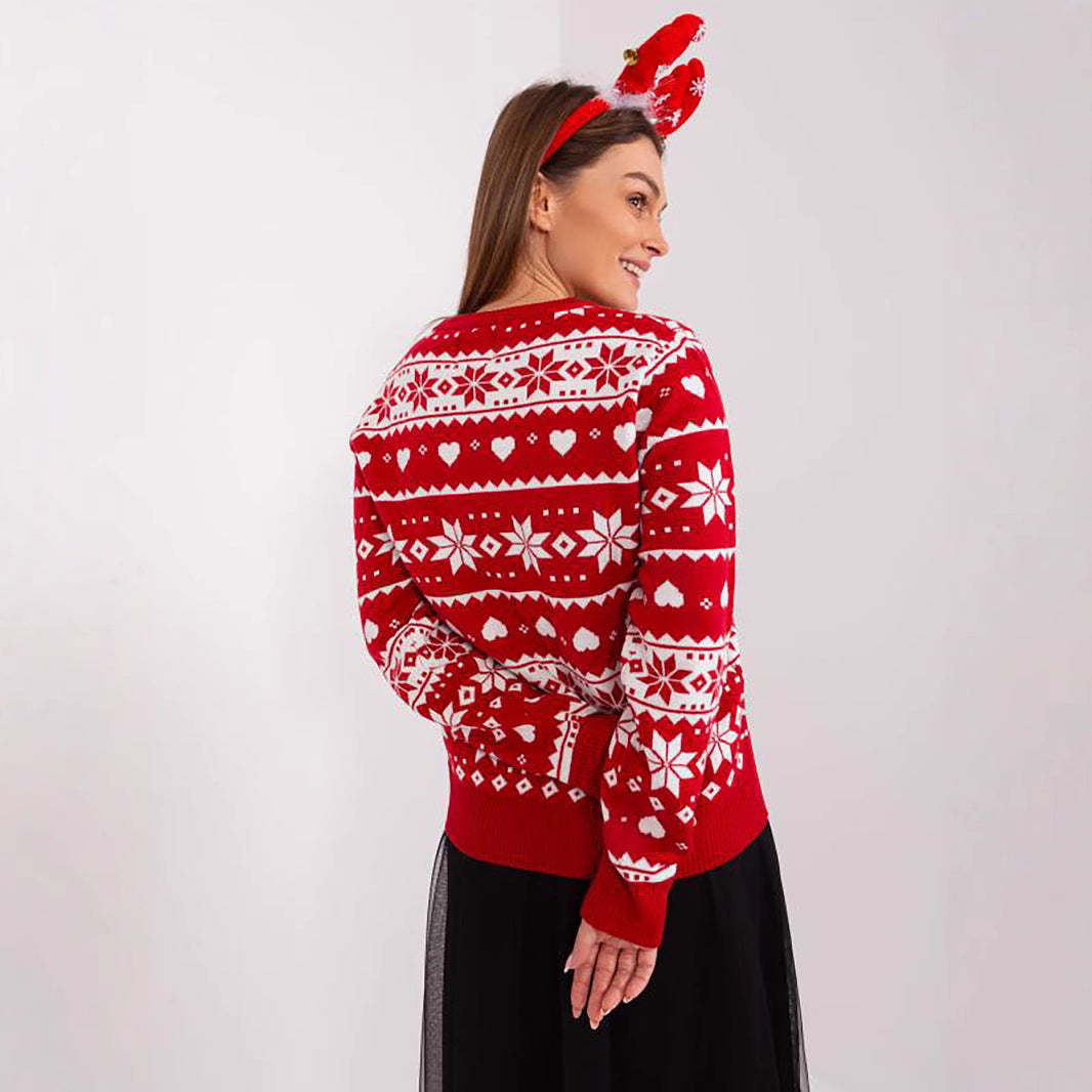 Damen Weihnachts-Pullover mit festlichem Motiv und kuscheligem Strick R&B