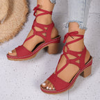 Damen komfortable Schnürsandalen mit verstellbarem Riemendesign R&B