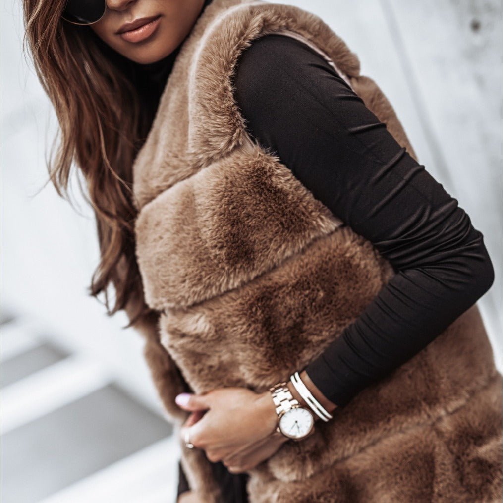 Damen Fleece-Weste mit trendigem Kragen und weichem Innenfutter R&B