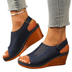 Damen Atmungsaktive Wedge-Sandalen mit floralem Cut-Out Design