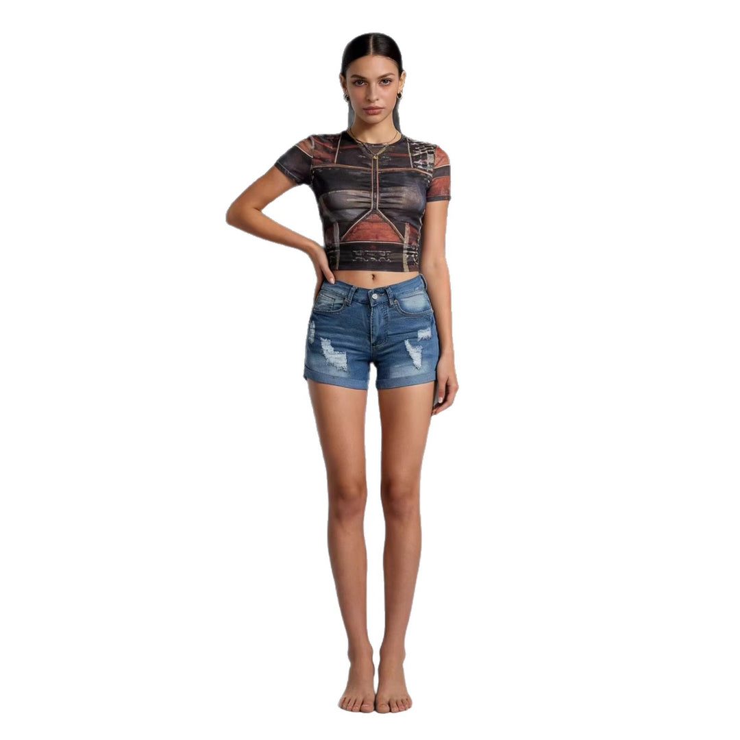 Damen Destroyed Denim-Shorts im lässigen Schnitt mit modischen Details R&B