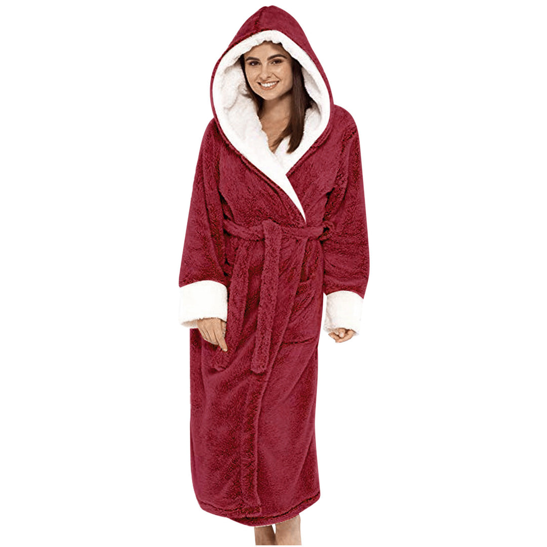 Damen Kuscheliger Fleece-Morgenmantel mit Kapuze und Gürtel R&B