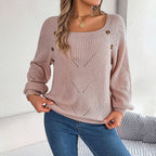 R&B | Bequemer Einfarbiger Strickpullover Für Freizeit
