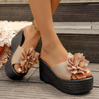 Damen Wedge-Pantoletten mit floralem Design und rutschfester Sohle