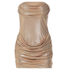 Damen Mini-Kleid mit schimmerndem Material und raffinierten Drapierungen R&B