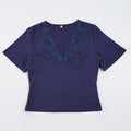 Damen Elegantes V-Ausschnitt Shirt mit Spitze R&B