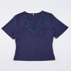 Damen Elegantes V-Ausschnitt Shirt mit Spitze R&B