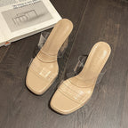 Damen transparente Mules mit elegantem Riemendesign R&B