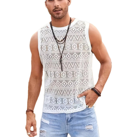 Herren Ärmelloses Netzshirt mit strukturiertem Design R&B
