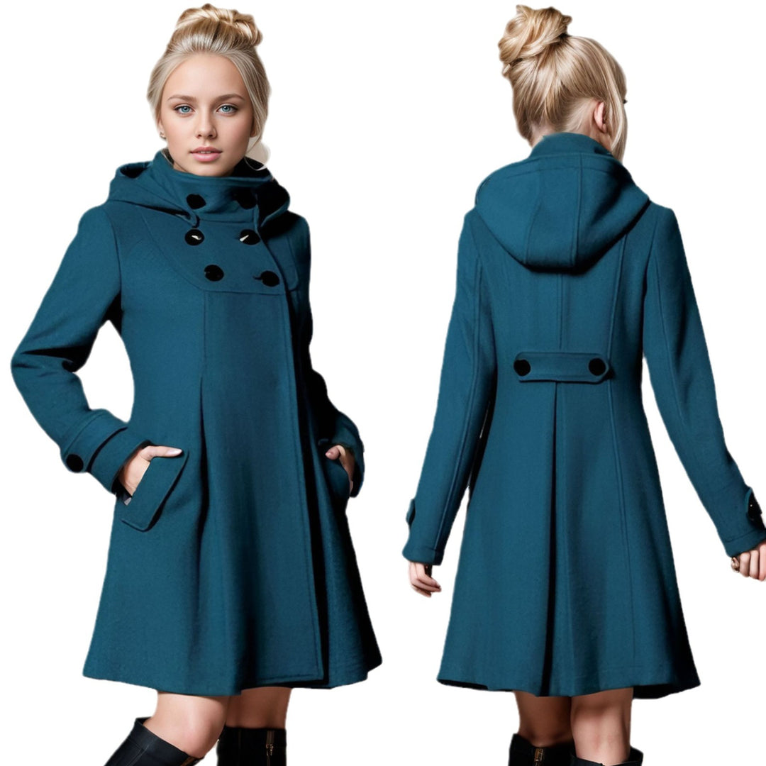 Damen eleganter Mantel mit hohem Kragen und funktionalen Taschen R&B
