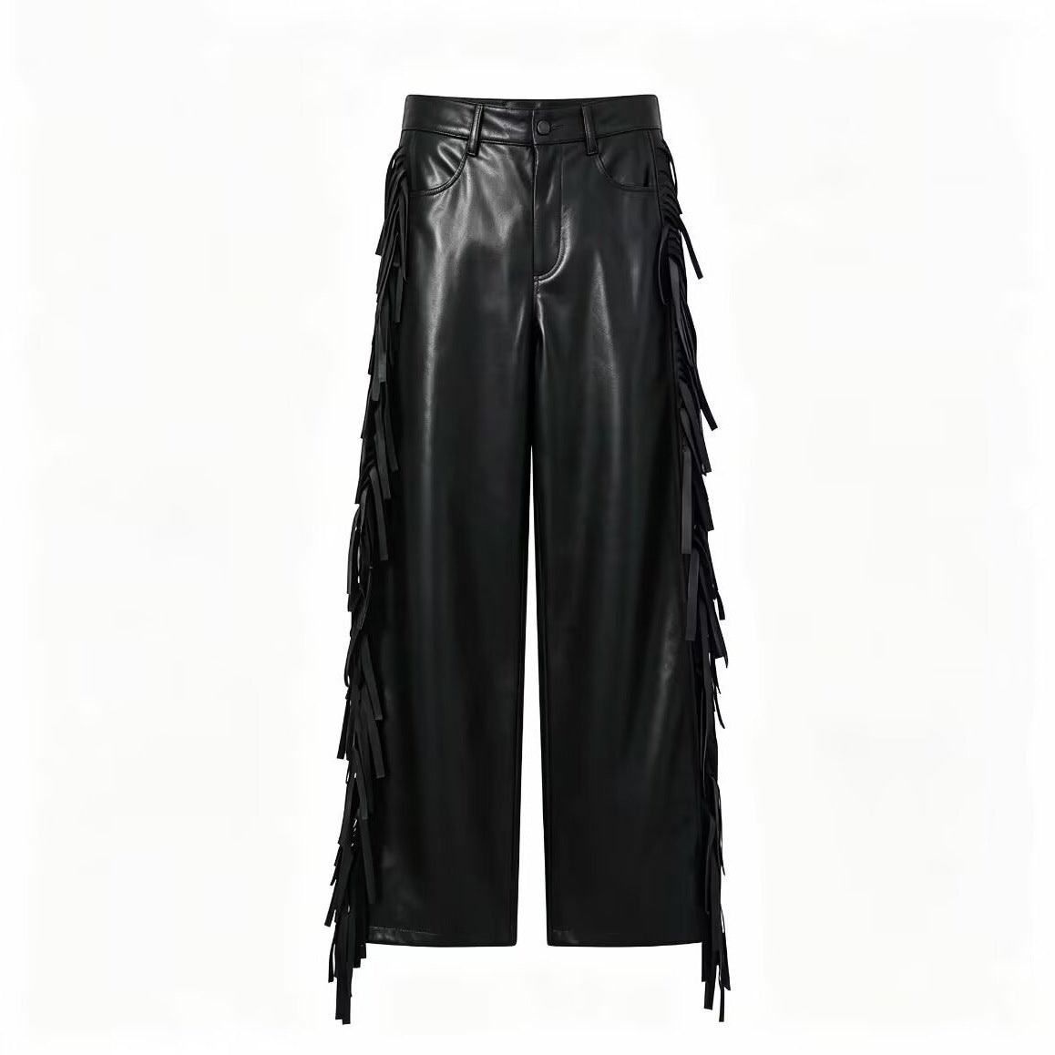 Damen Kunstlederhose mit Fransenbesatz R&B