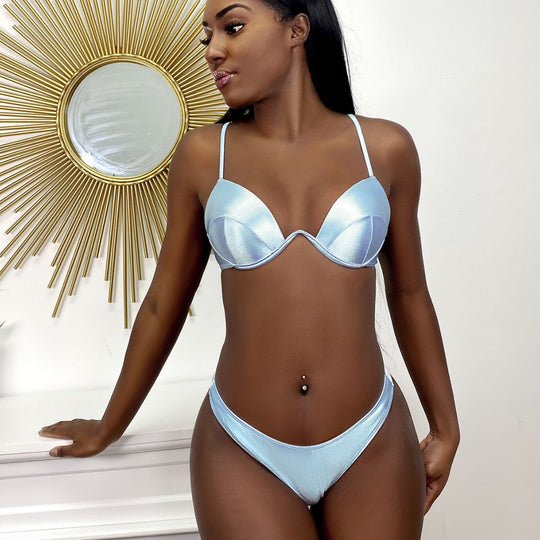 Damen Push-Up-Bikini mit glänzenden Cups R&B