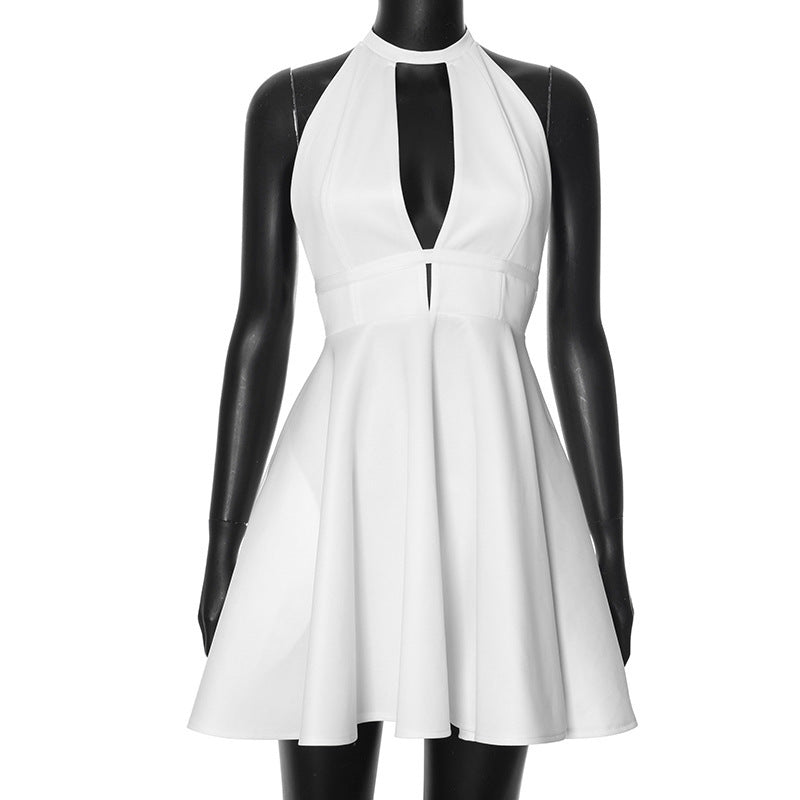 Damen Elegantes Halterkleid mit offenem Ausschnitt R&B