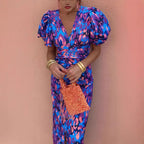 Damen Elegantes Kleid mit Puffärmeln und raffiniertem Schnitt R&B