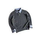 Damen Strickpullover mit dekorativem Zopfmuster und engem Kragen R&B