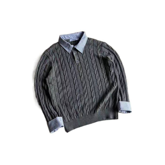 Damen Strickpullover mit dekorativem Zopfmuster und engem Kragen R&B