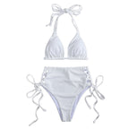 Damen Triangel-Bikini mit hohem Bund und verstellbaren BindR&Bändern R&B