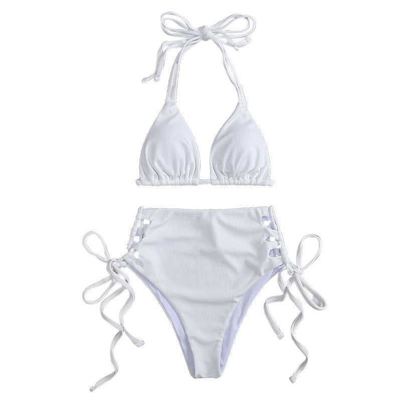 Damen Triangel-Bikini mit hohem Bund und verstellbaren BindR&Bändern R&B
