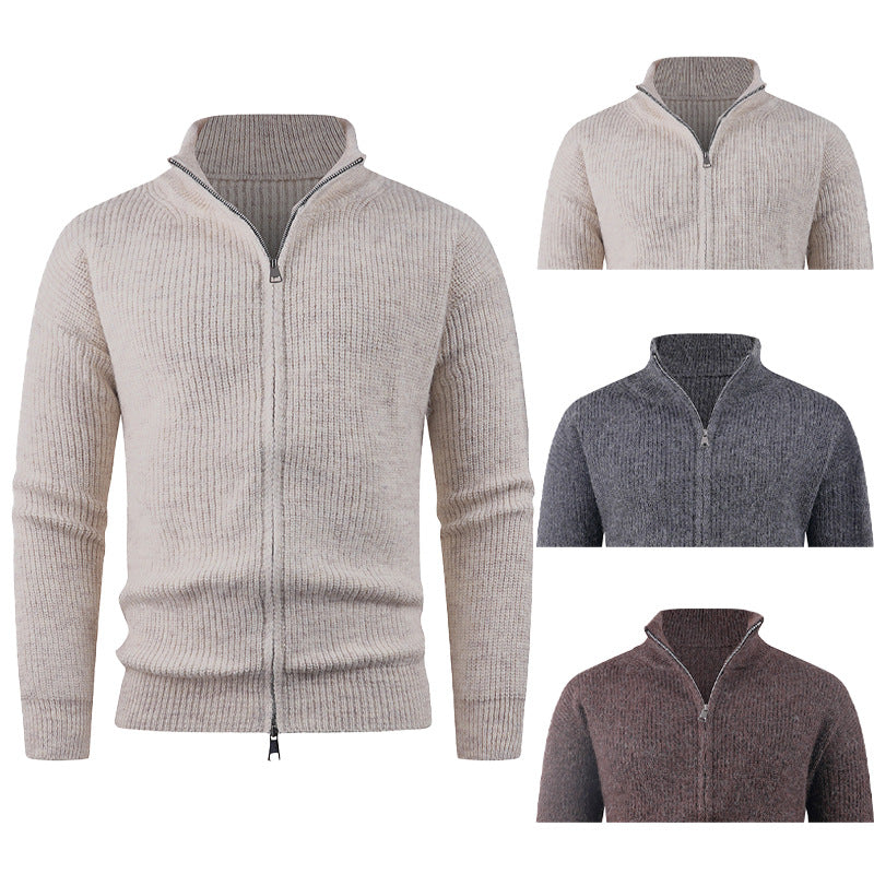 Herren Strickpullover mit hohem Kragen und dekorativem Reißverschluss R&B