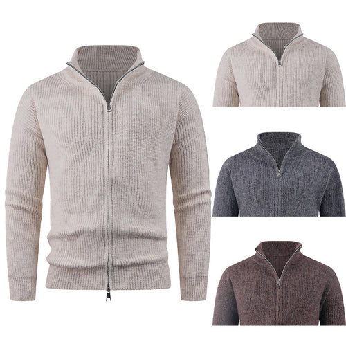 Herren Strickpullover mit hohem Kragen und dekorativem Reißverschluss R&B